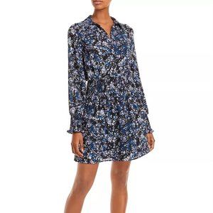 AQUA PRINTED SMOCKED DRESS, NWT